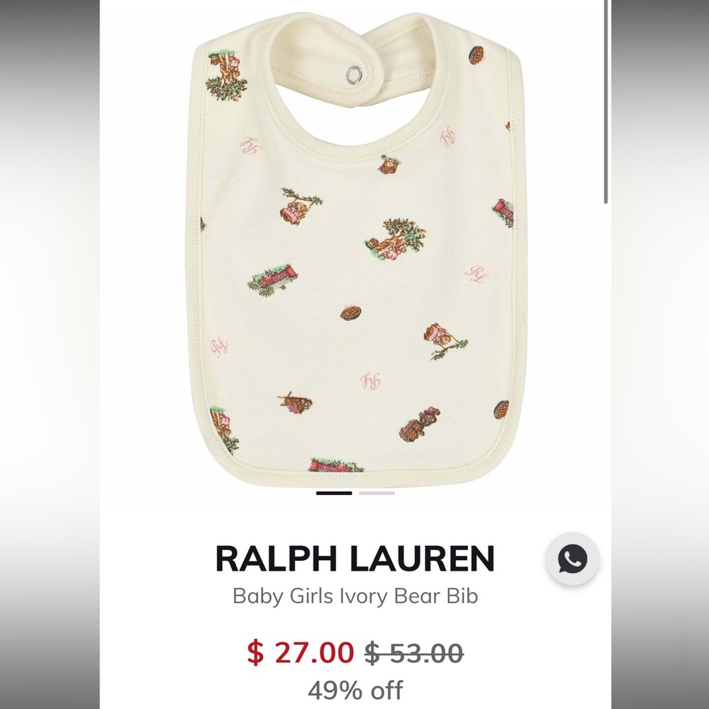 NWT Ralph Lauren baby bib/ cloth one size